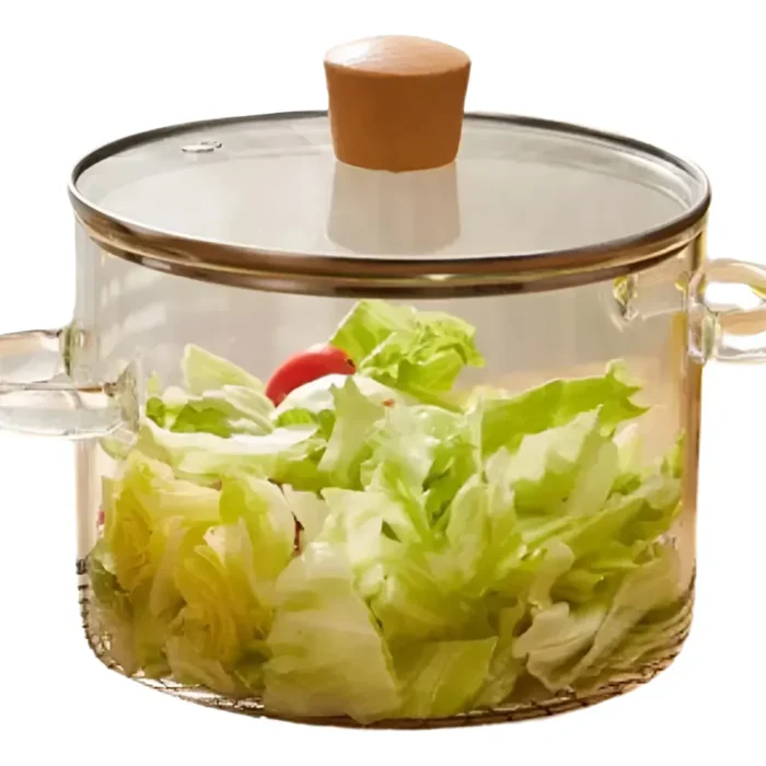 Olla de vidrio Cacerola 1400ml Con Tapa