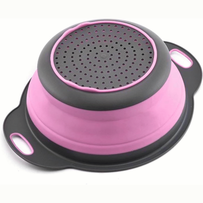 Colador Rosa Retráctil con Escurridor
