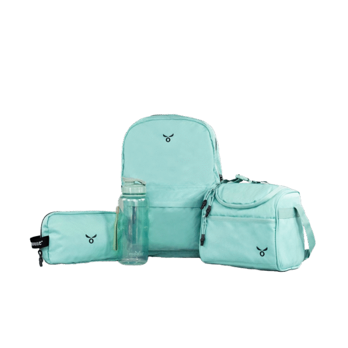 Pack Escolar Moose Verde Mochila, Lonchera y Estuche