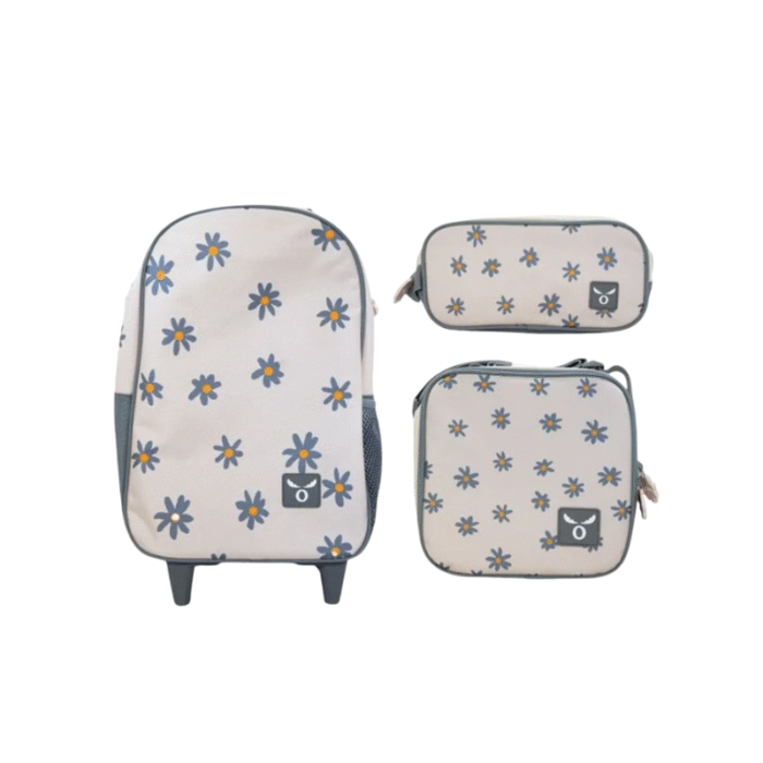 Pack Escolar Kids Flowers Moose Mochila con Ruedas + Lonchera + Estuche
