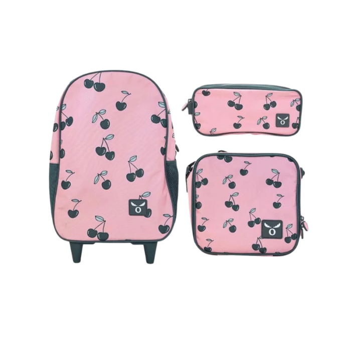 Pack Escolar Moose Kids Cherry – Mochila con Ruedas + Lonchera + Estuche